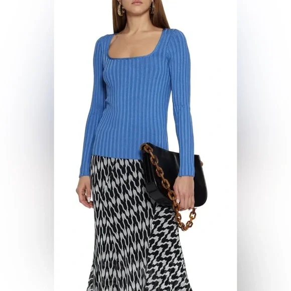 NWT Veronica Beard Clara Ribbed Top - Picture 2 of 10